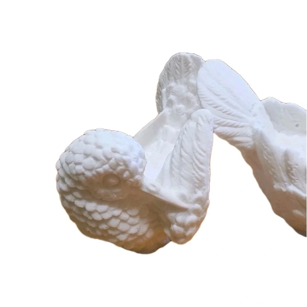 Pair White Alabaster Marble Dove Bird Figurines Carved Stone Decor Vintage - Picture 2 of 7